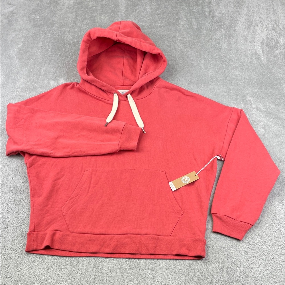NEW Outerknown M Organic Cotton Lyocell Red Hoodie with Drawstring